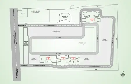 Master plan layout of the 10-acre site showing tower placement and internal driveways